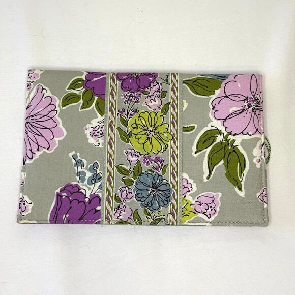 Vera Bradley Travel Wallet Watercolor Gray Floral Slim Flat Clutch NWT - Picture 2 of 9